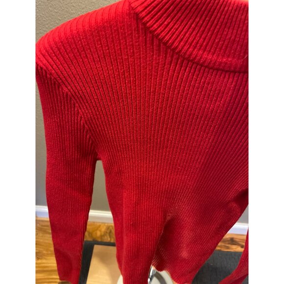 Forever 21 Red Ribbed Turtleneck Sweater Long Sleeve Lightweight Knit L - Picture 4 of 8